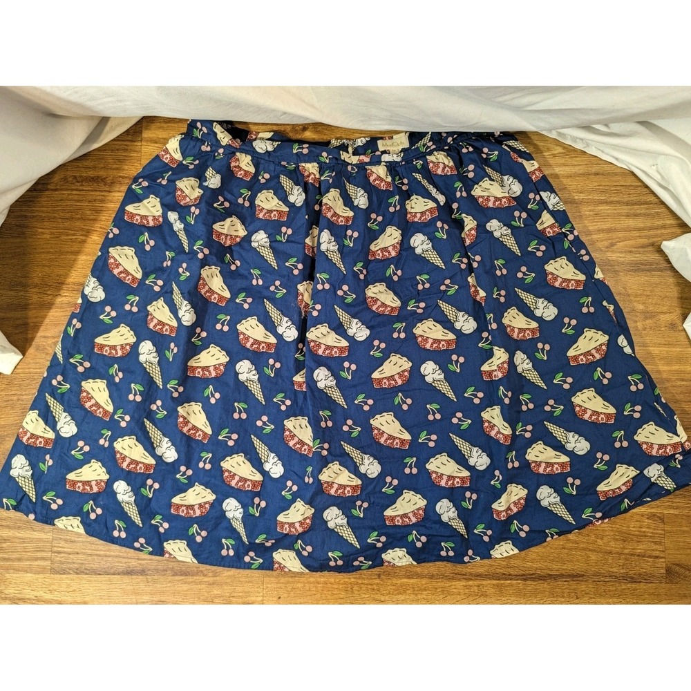 Modcloth Size 2X Navy Blue Cherry Pie Skirt